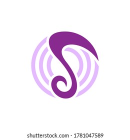 Music logo in circle shape with simple flat concept