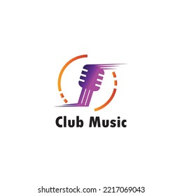 music logo club illustration microphone handset template design vector
