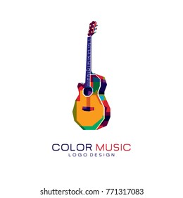 Music Logo. Color logo. Creative logo. Guitar logo