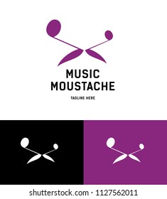 Music logo concept. Face with a moustache made of two notes.