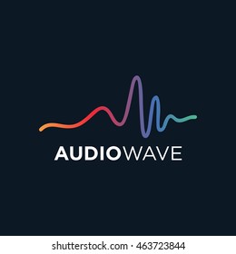 Music Logo Concept Sound Wave, Audio Technology, Abstract Shape
