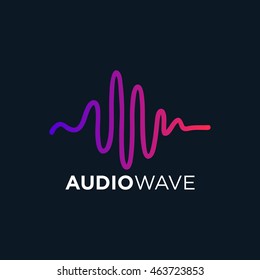 Music Logo Concept Sound Wave, Audio Technology, Abstract Shape