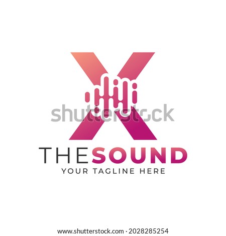 Music Logo. Creative Letter X Trendy Design Logo Concept with Sound Wave Vector Illustration.