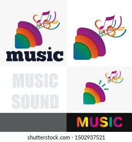 music logo design apps icon sound music player iconic design