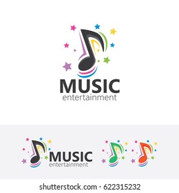 Music logo design. Colorful and Cheerful music logo concept. Vector logo template