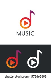 Music logo design concept. Business creative icon for musical company. Sound audio brand for mobile app or studio. Music player symbol