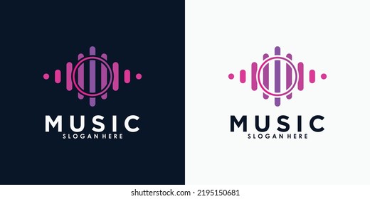 diseño de logotipo de música con concepto creativo vector premium