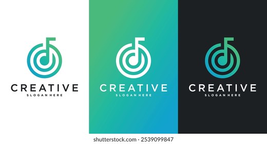 Music logo design, creative modern concept. Premium Vector