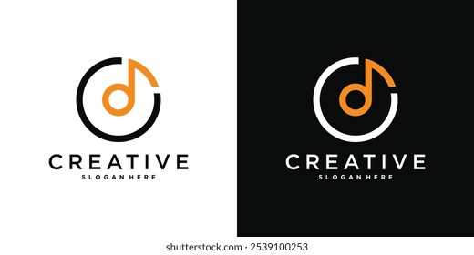 Music logo design, creative modern concept. Premium Vector