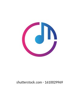 music logo design element note music with circle