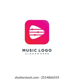 Vector del icono del diseño del logotipo de la música con idea del concepto de la guitarra de la selección