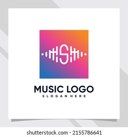 Diseño del logotipo de música letras iniciales s con concepto de espacio negativo