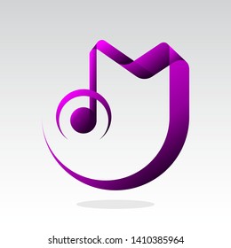 music logo design inspiration . music icon design template . letter M for music logo . modern letter M icon . purple music logo design