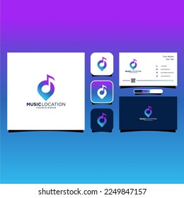 music logo design with location and note