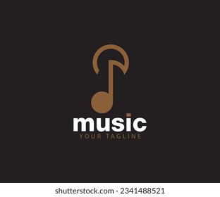 music logo design Note web logotype night party, disco, vocal course, composer, singer symbol