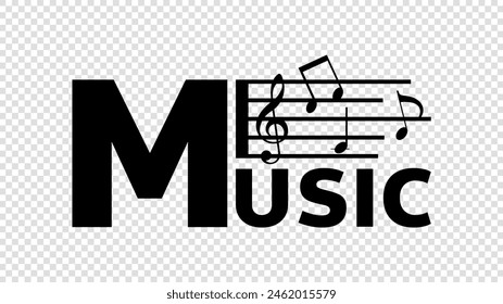 Music logo design on white background , Flat Modern design , ,isolated on a transparent background , illustration Vector EPS 10