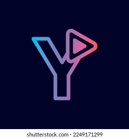 music logo design play brand letter Y