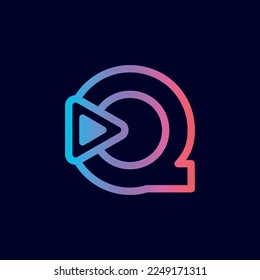music logo design play brand letter Q