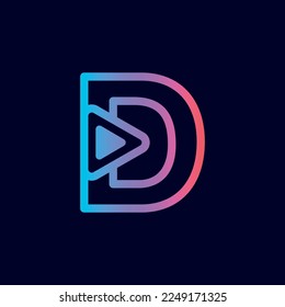 music logo design play brand letter D