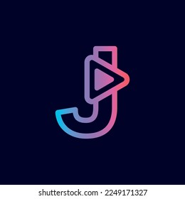 music logo design play brand letter J