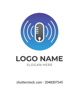 music logo design template concept vector with flat blue and black color style
