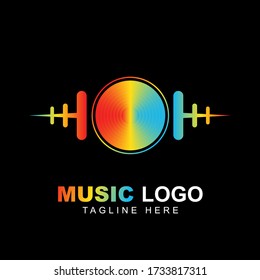 Music logo design template with keynote sign. Modern shape vector symbol and icon illustration can use for brand application mobile, label studio, sound online store, radio, element button app