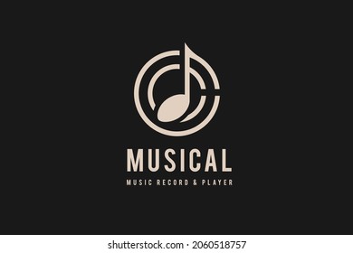 music logo design template , music note isolated circle vector logo design illustration