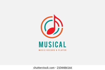 music logo design template , music note isolated circle vector logo design illustration