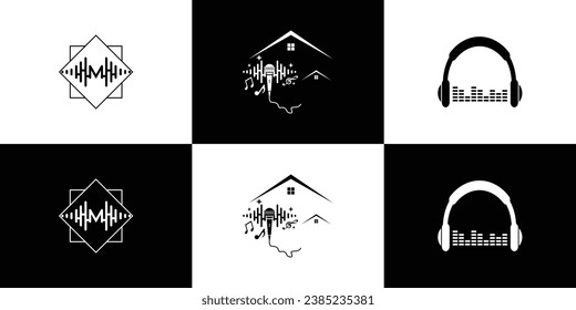 Music logo design unique concept with equalizer Premium Vector
