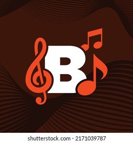 Ilustración vectorial de diseño de logotipo de música con alfabeto B