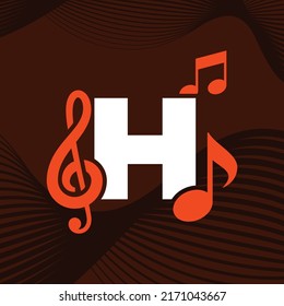 Music logo design vector template illustration with alphabet H