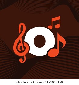 Music logo design vector template illustration with alphabet O