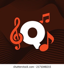 Music logo design vector template illustration with alphabet Q