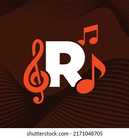 Music logo design vector template illustration with alphabet R