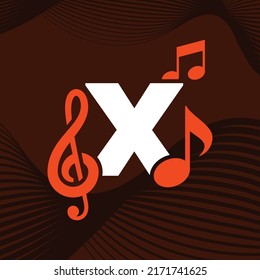 Music logo design vector template illustration with alphabet X
