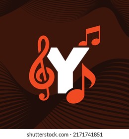 Music logo design vector template illustration with alphabet Y