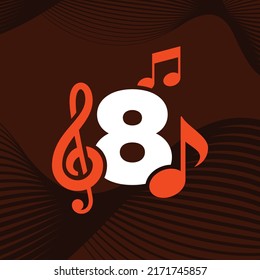 Music logo design vector template illustration with number 8