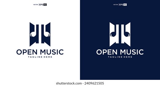 music logo door element for Sound recording studio, vocal course, composer, singer karaoke music logo design