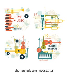 Music logo. Music festival, concert poster. Vector.