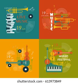 Music logo. Music festival, concert poster. Vector.