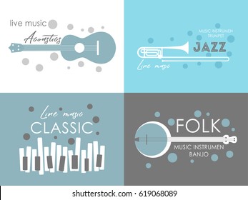 Music logo. Music festival, concert poster. Vector.