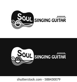 music logo in the form of a guitar with the word soul singing guitar