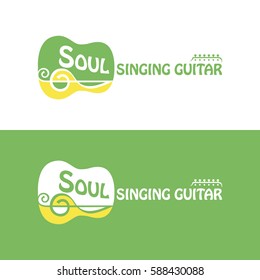 music logo in the form of a guitar with the word soul singing guitar