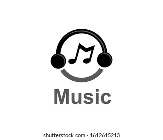 music logo, headphone, headset music and note