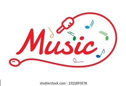 music logo. music, headphones and musical notes