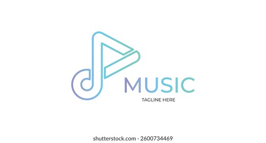 Music logo and icon design. combination of notes and play button