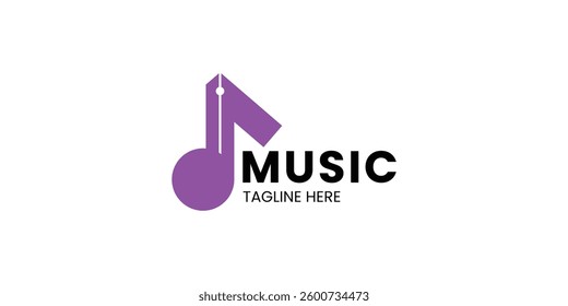 Music logo and icon design. combination of notes and pens.