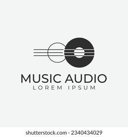 music logo icon design, guitar logo inspiration, audio wave logo image template