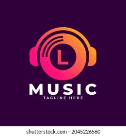 Music Logo Icon. Initial Letter L Music Logo Design Template Element.