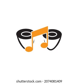 music logo illustration drum and note vector design